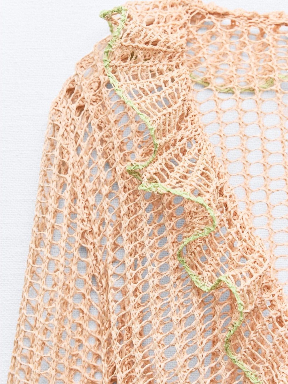ZARA Woven Ruffle Raffia Women's Top - Picture 6 of 7